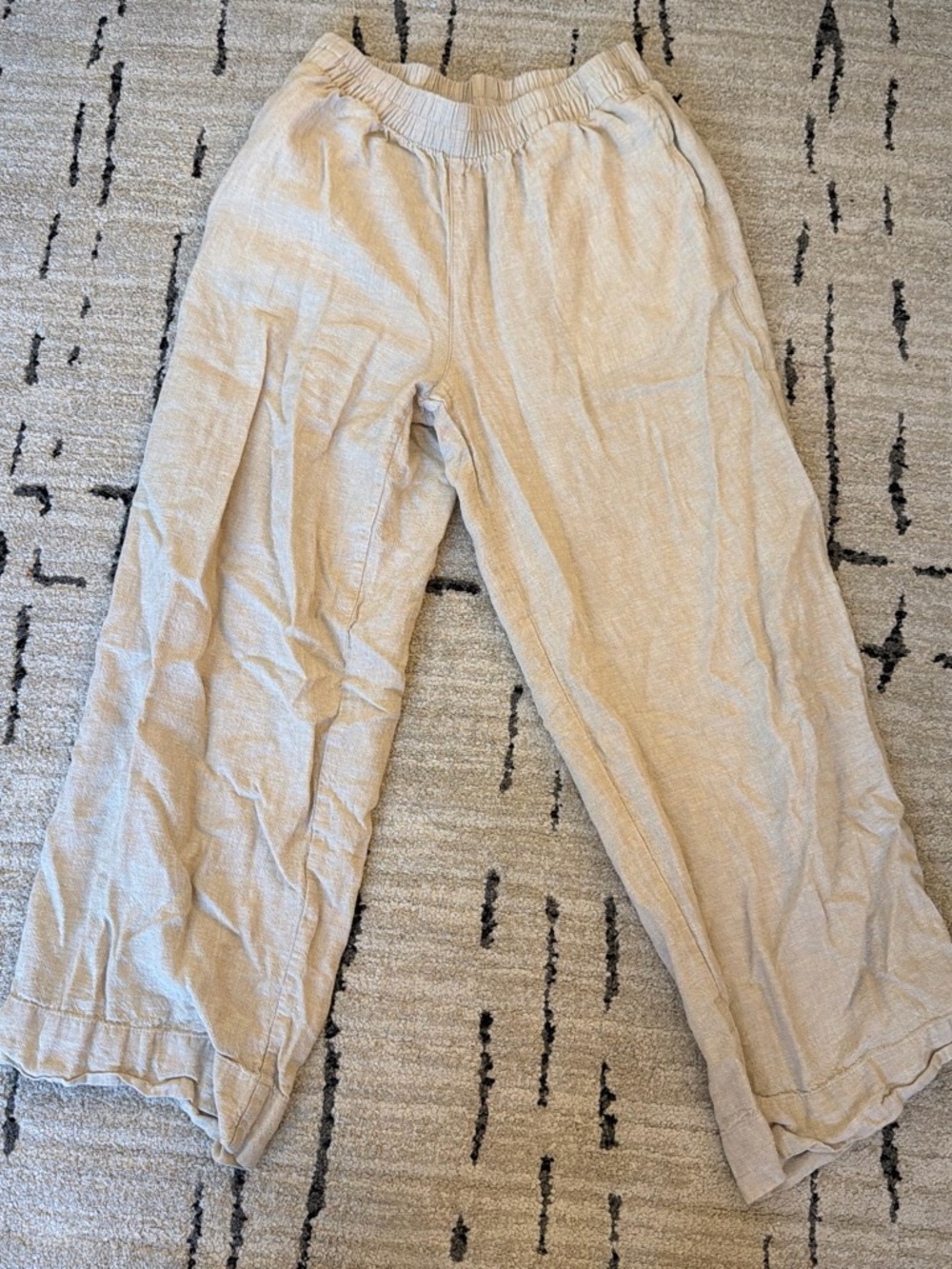 Old Navy Beige Elastic Waist Wide-Leg Pants